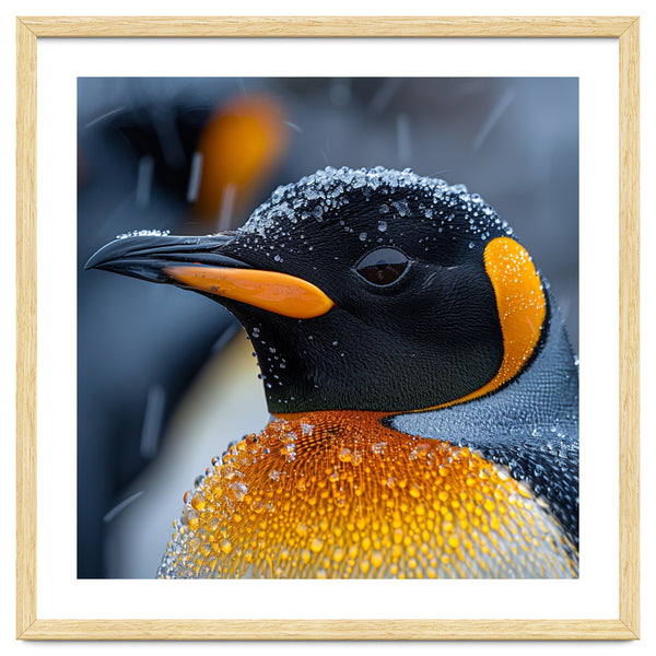 King Penguin Close Up In Snowfall