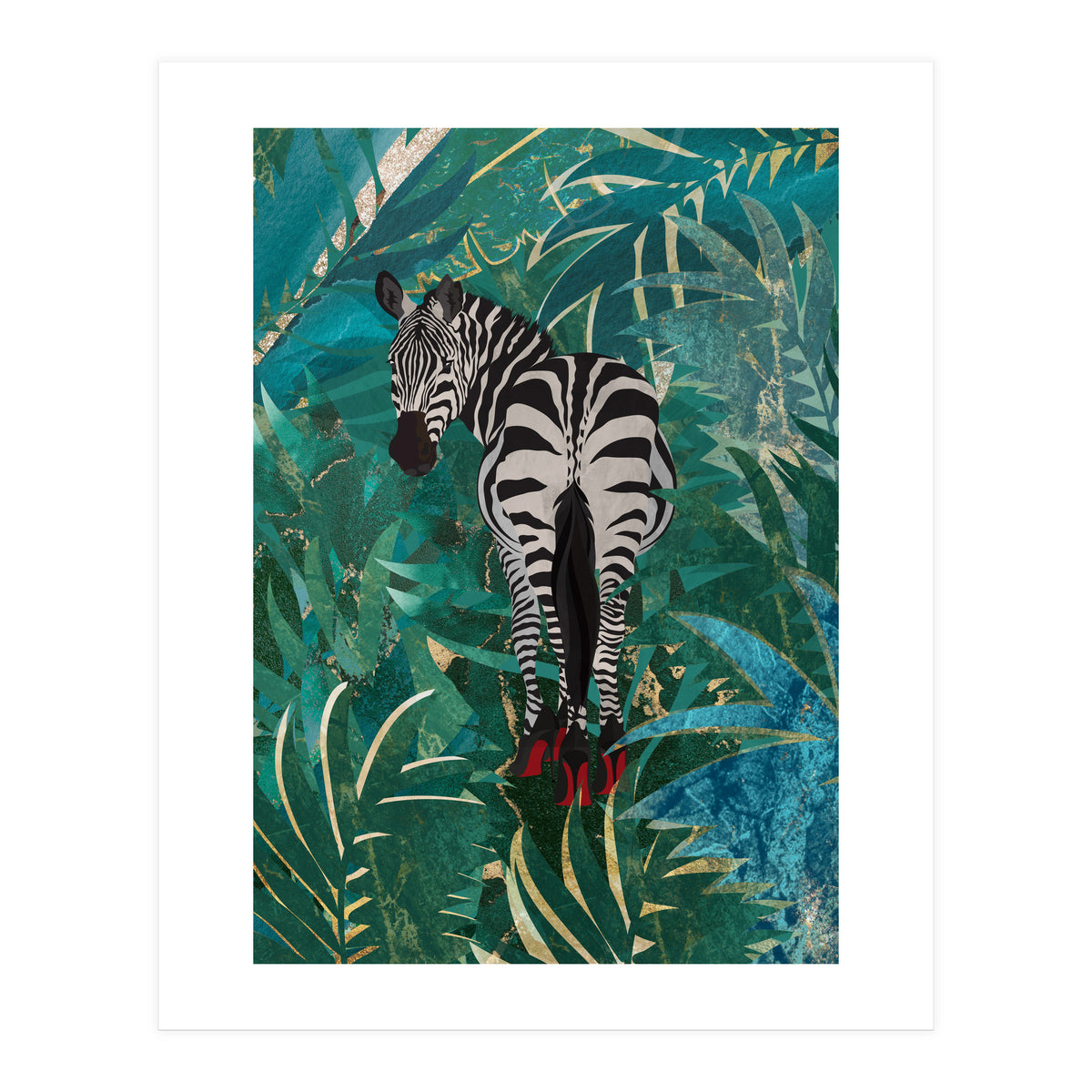 Zebra in the Jungle Heels (Print Only)