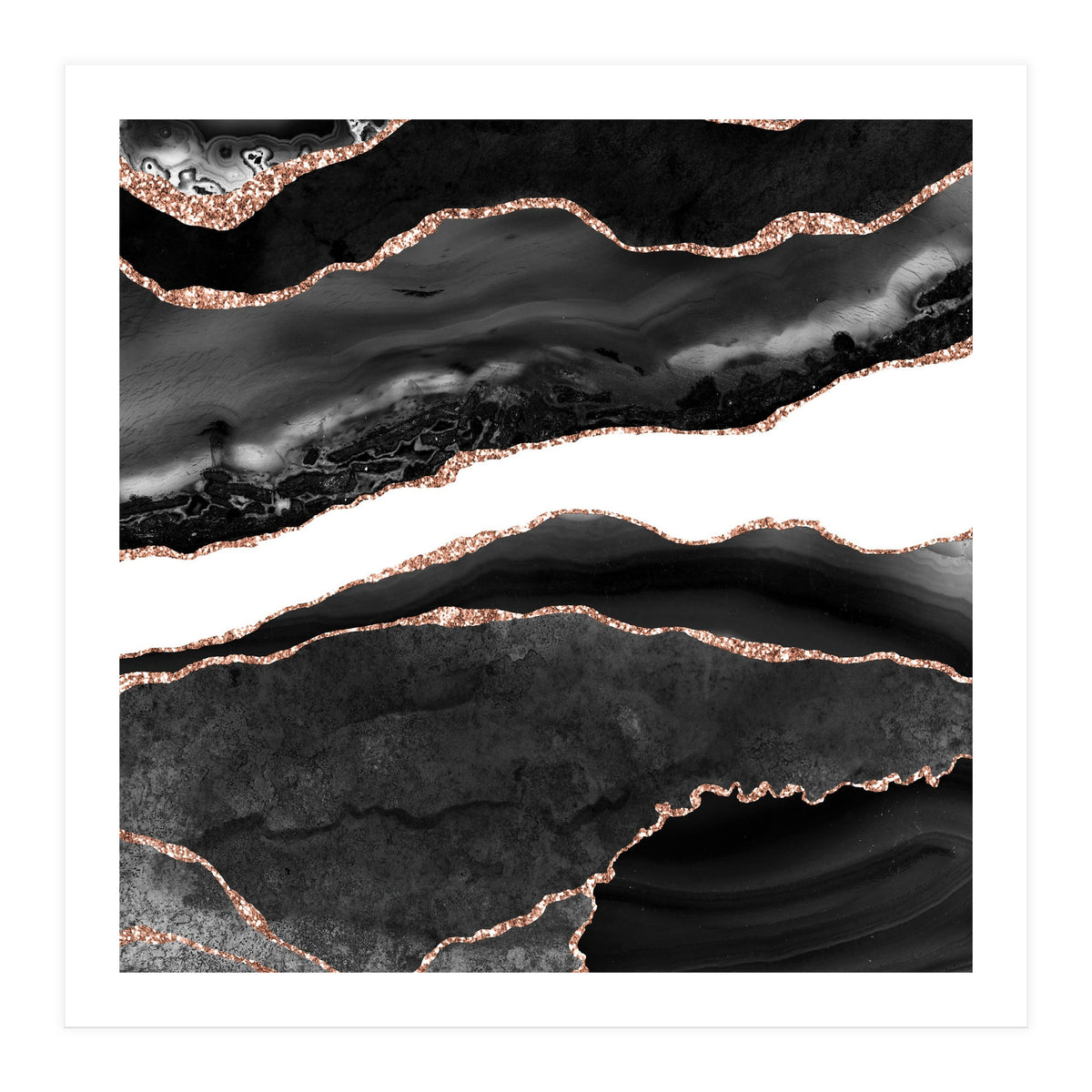 Black & Rose Gold Agate Texture 08 (Print Only)