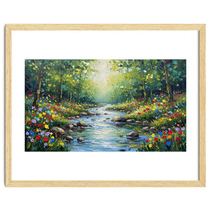 Sunlit Forest Stream by artistic