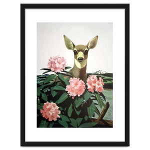 Japan, Doe in Blossom Bush by Hermes