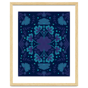 Clovers And Flowers Night Blue by Wackapacka
