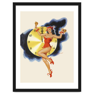 Pinup Girl Celebrating New Year by Hermes