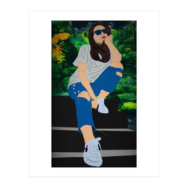A Girl Sitting On A Step (Print Only)