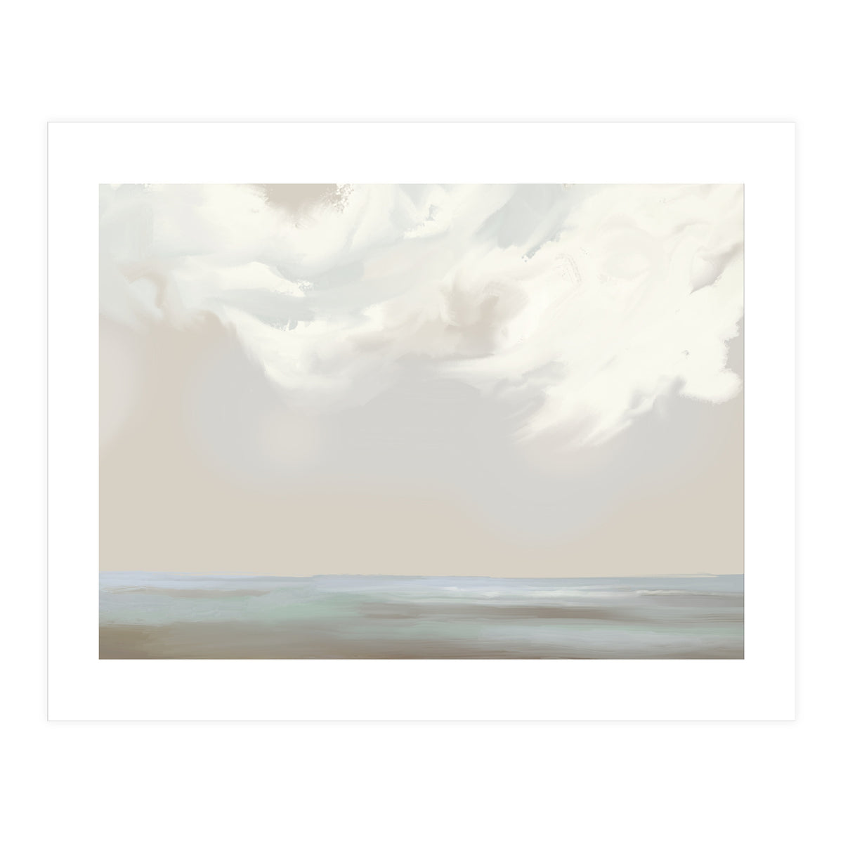 Abstract muted sea and clouds oil painting (Print Only)