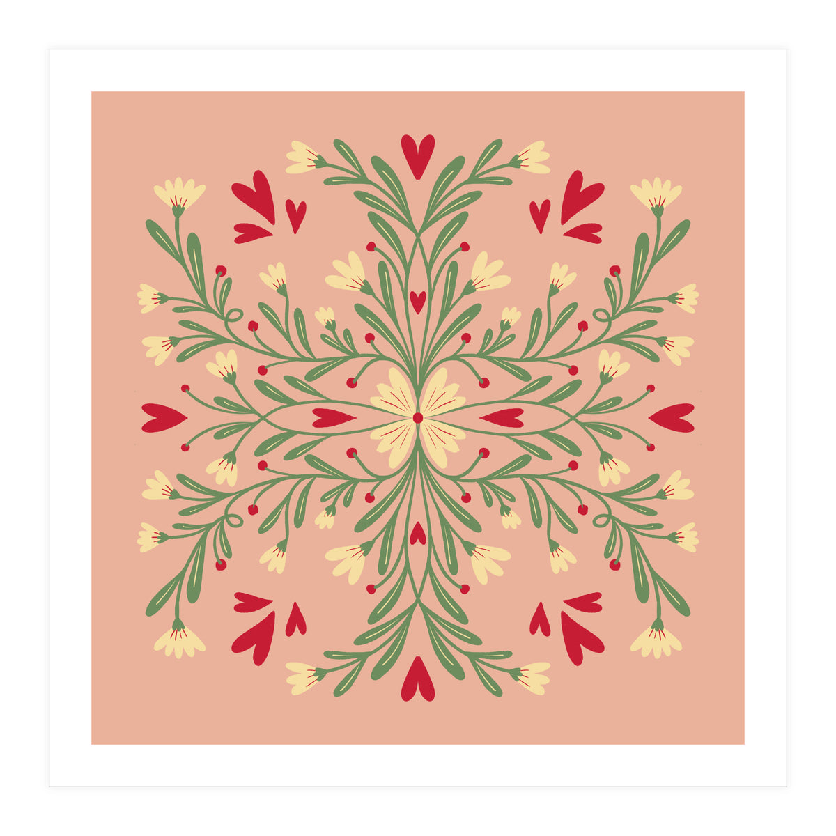 Flowers And Hearts (Print Only)