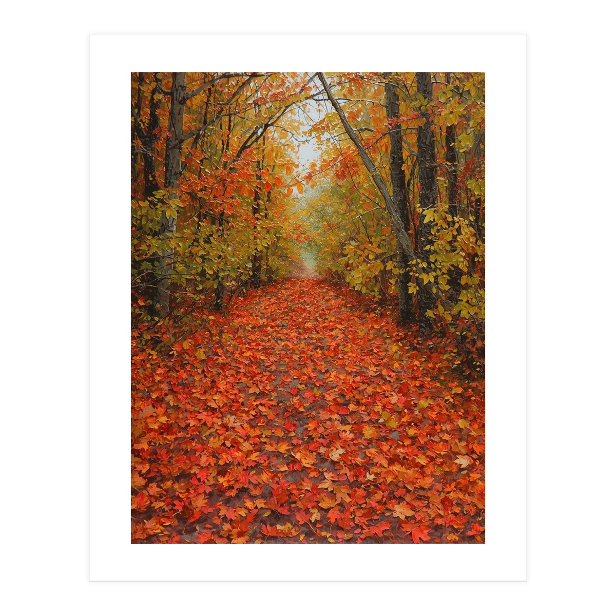 Lush Autumn Forest Path Covered (Print Only)