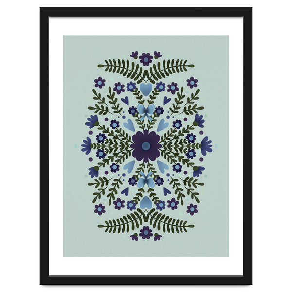 Flowers And Bows Blue And Green
