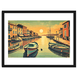 Vintage Harbor Sunset Poster by Chromatic Fusion Studio