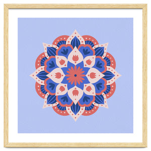 Mandala flower - blue and coral by Wackapacka
