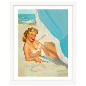 Pinup Sexy Blonde On The Beach by Hermes