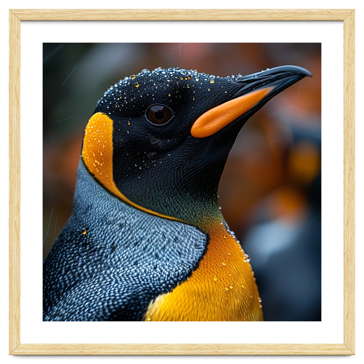King Penguin With Water Droplets In Rain