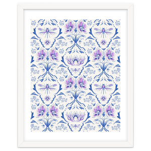 Bohemian Garden Blue Pattern by Anis illustration