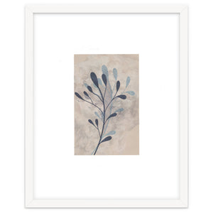 Leaf Beige and Blue Art Print by jyotikadesigns
