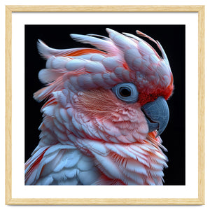 Pink Cockatoo Parrot Close Up Portrait Feather by Rizwana Khan