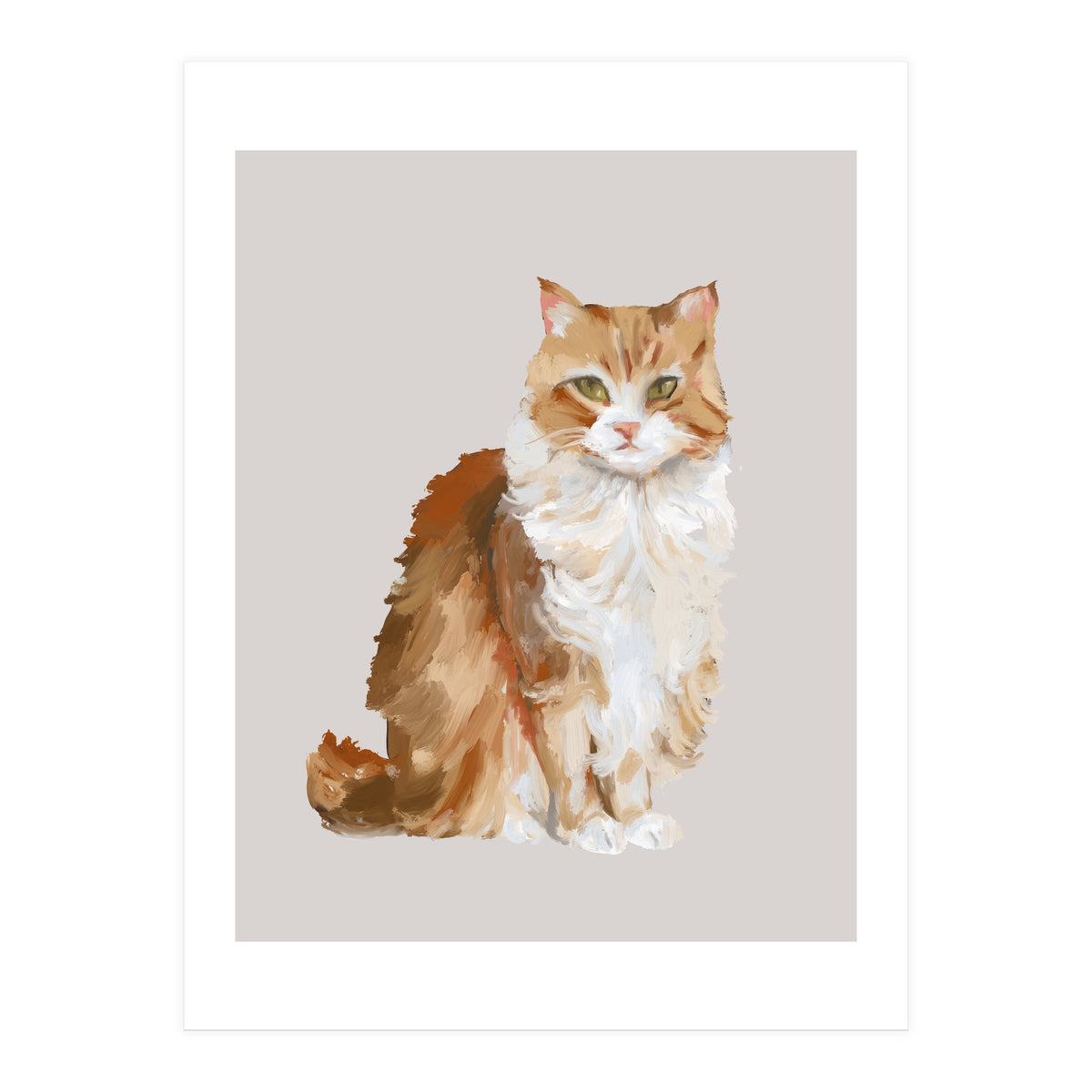 Handpainted messy oil painting of furry baby cat (Print Only)