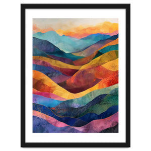 Jewel-Toned Abstract Mountain Landscape Wall Art by artistic
