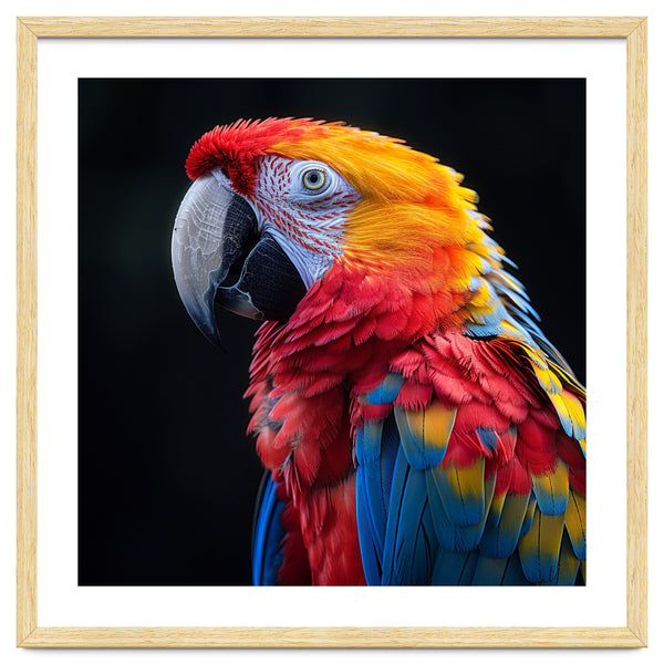 Scarlet Macaw Parrot Vibrant Plumage Close Up