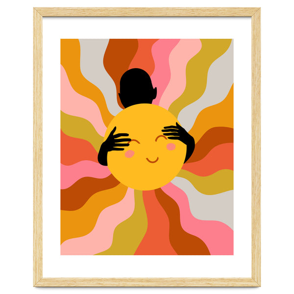 Faith, Sunshine Sunrays Positivity Hope, Embrace Love Rainbow Growth, Vintage Illustration Eclectic Bohemian Colorful Concept