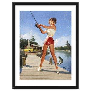 Pinup Fishing Girl With Her Catch by Hermes