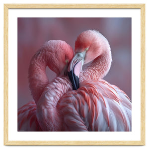 Cute Two Pink Flamingos by Rizwana Khan