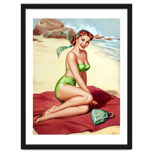 Smiling Pinup Sexy Girl On The Beach by Hermes