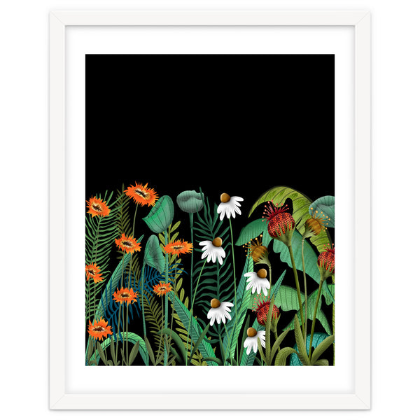 Dark Desires, Botanical Floral Nature Vintage Illustration, Eclectic Pop Of Color Plants, Bohemian Boho Garden