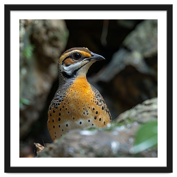 Colorful Bird Perched Among Rocks And Foliage