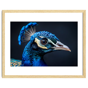 Close Up Of A Peacock Head Blue Feather by Rizwana Khan