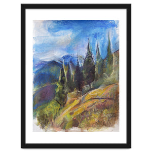 Pastel drawing of an Alpine Pine Forest by Stoian Hitrov
