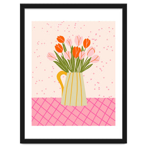 Tulips in a vase - pink and orange by Wackapacka