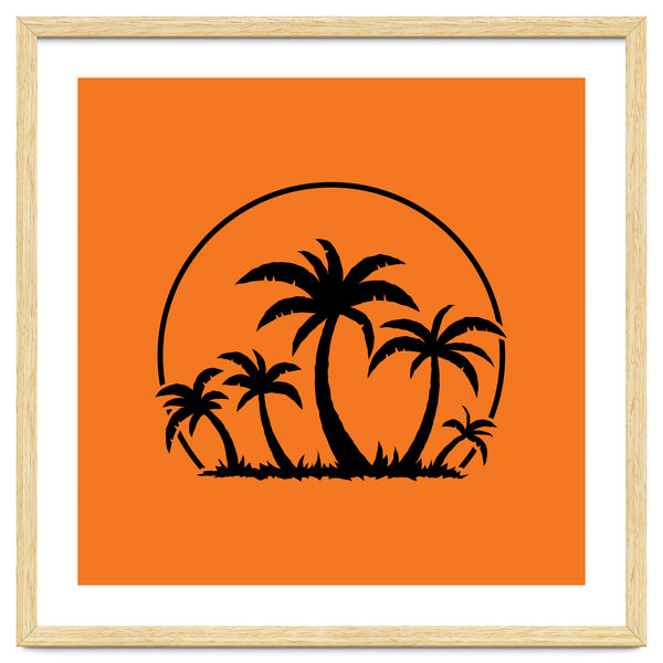 Palm Trees And Sunset in Black