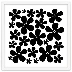 Black Flowers Pattern by Baobab print store