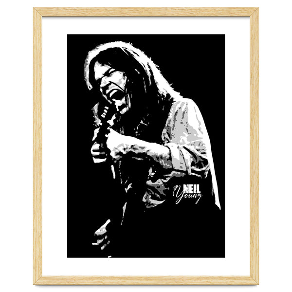 Neil Young Musician Legend in Grayscale 2