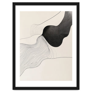 Abstract Black And White Organic Flowing Lines Art by Rizwana Khan
