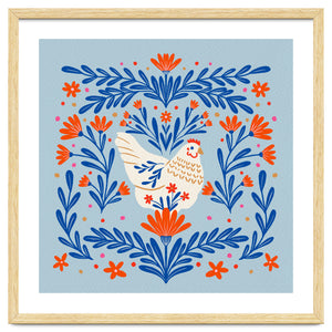 Blooming Chicken Blue And Orange by Wackapacka