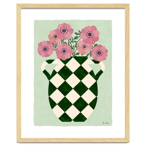 Checkered vase with anemones by El buen limón