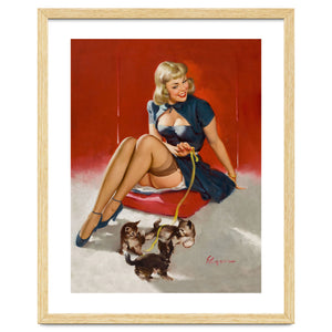 Pinup Sexy Girl Playing With Her Little Cats by Hermes