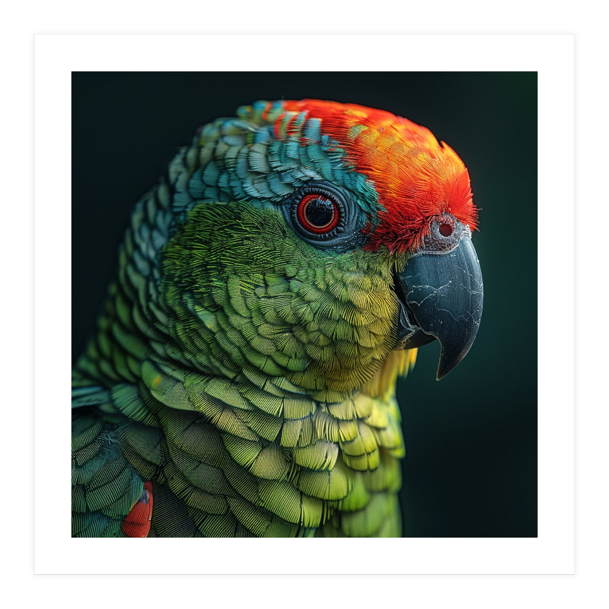 Close Up Colorful Parrot Bird Feather (Print Only)