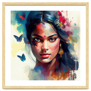 Azure Butterflies Hindu Portrait by Chromatic Fusion Studio