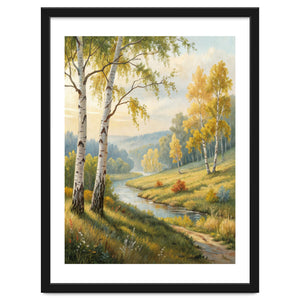 Golden Autumn Birch: A Riverside Walk by artistic