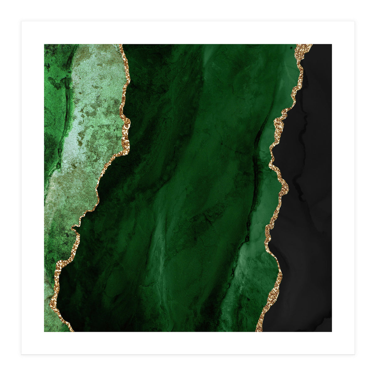 Green & Gold Agate Texture 01 (Print Only)