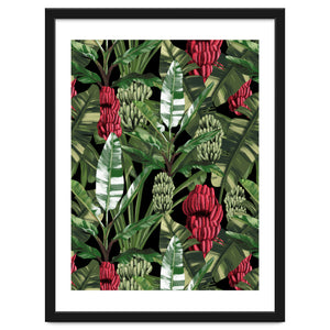 Banano Leaves Dark Jungle Red by Anis illustration