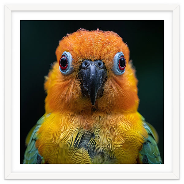 Close Up Sun Conure Parrot Portrait Eyes
