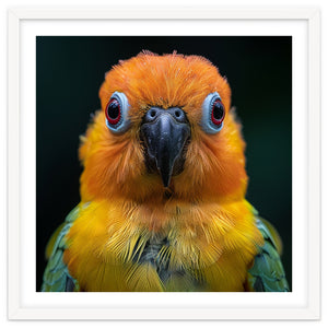 Close Up Sun Conure Parrot Portrait Eyes by Rizwana Khan