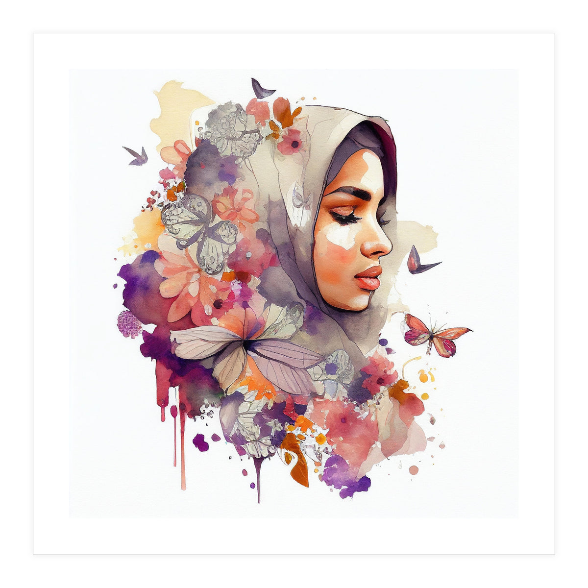 Floral Line Art Veil Profile (Print Only)