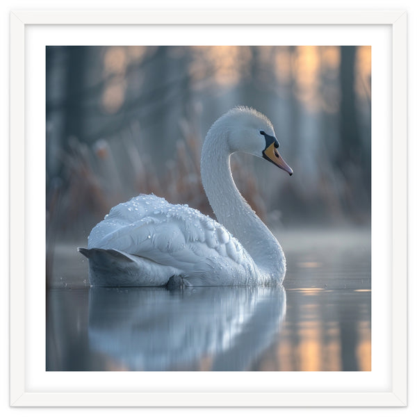 Graceful Swan Floating On Calm Water