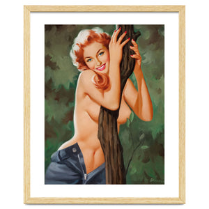 Topless Pinup Behind The Tree by Hermes