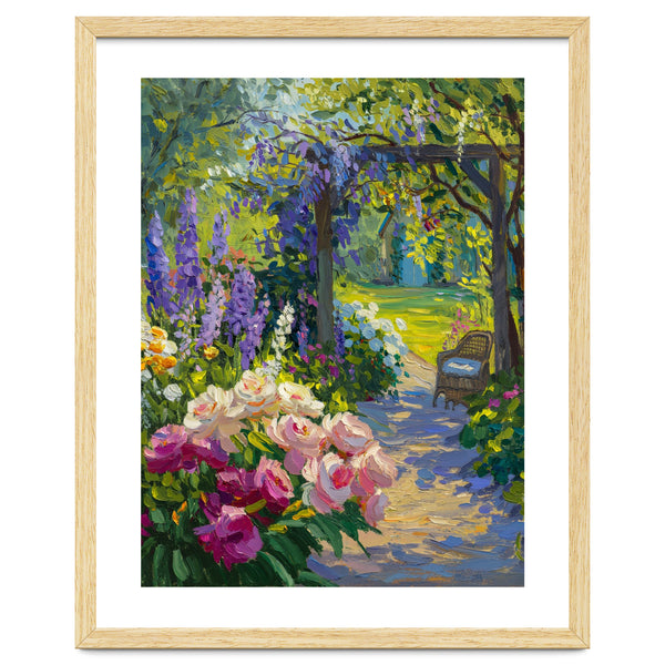 Serene Summer Garden Path Oil Painting