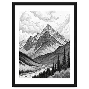 Majestic Alpine Mountain Range Sketch by artistic